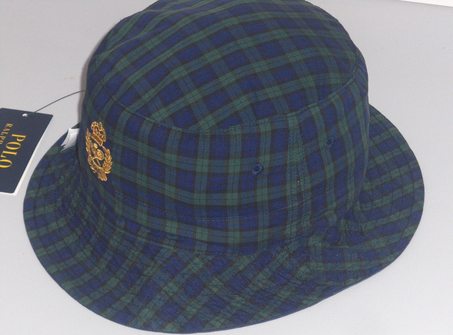 Cappello berretto POLO RALPH LAUREN uomo blackwatch plaid reversibile pony tennis secchiello