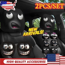 2X Funny Cartoon Car Headrest Covers, Cute Funny Cartoon Eyes Car Headrest Cover
