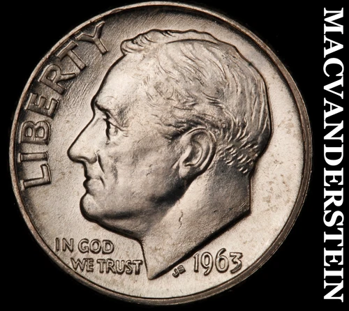 1963-D Silver Roosevelt Dime- Lustrous Choice Gem Brilliant Uncirculated  #i6205