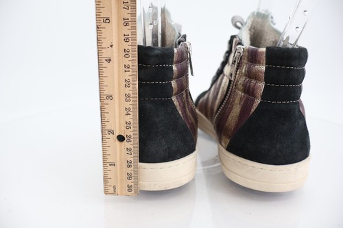 P448 Women Skate Sneaker Sz 39 Multi Silver Leather High Top Lace Up Shoe Casual - Picture 7 of 12