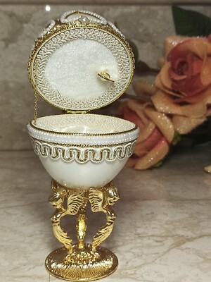 Guardian Angel Egg FABERGE Box Musical Trinket 24K GOLD HAND