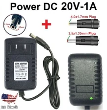 20V 1A AC/DC Adapter Power Supply Charger with 5.5x2.1mm +2 DC Power Plug Tips
