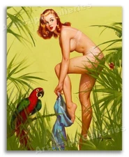 Gil Elvgren 1957 RedHead PinUp Girl "Bare Essentials" Print - 8.5x11
