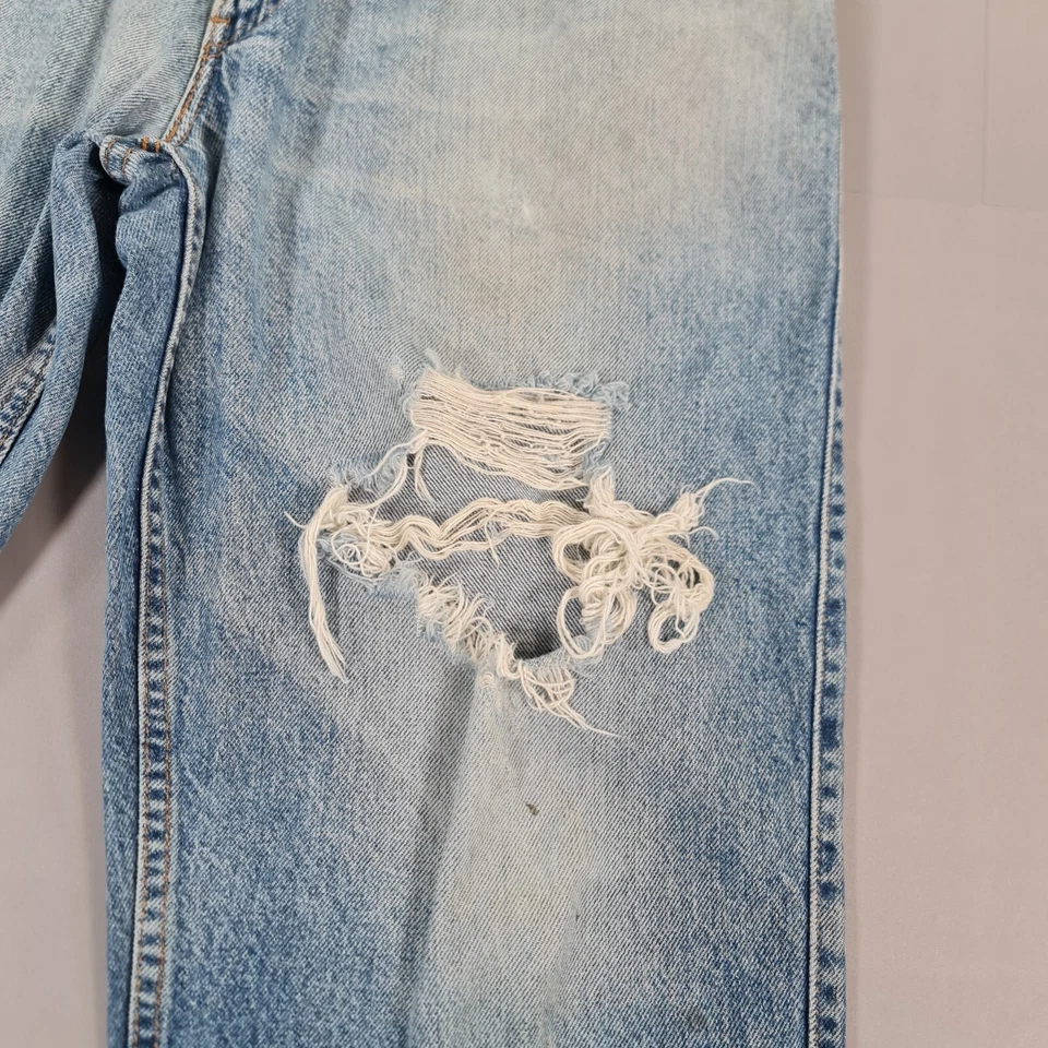 Vintage Levis 545 Mens Baggy Jeans Blue W34 L31 Loose Fit 90s Ripped USA Made - Image 4 of 4