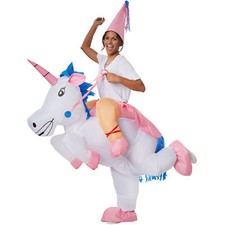 Unisex Kostüm aufblasbar Einhorn Unicorn Aufsitzkostüm BlowUp Fasching Karneval