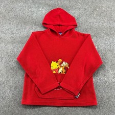VINTAGE Winnie The Pooh Hoodie Womens L Red Pullover Fleece Tigger Polyester 90s