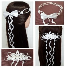 BLUMENMÄDCHEN SATIN HAARSPANGE HAARKRANZ HOCHZEIT HAARKLAMMER KOMMUNIONSSCHMUCK