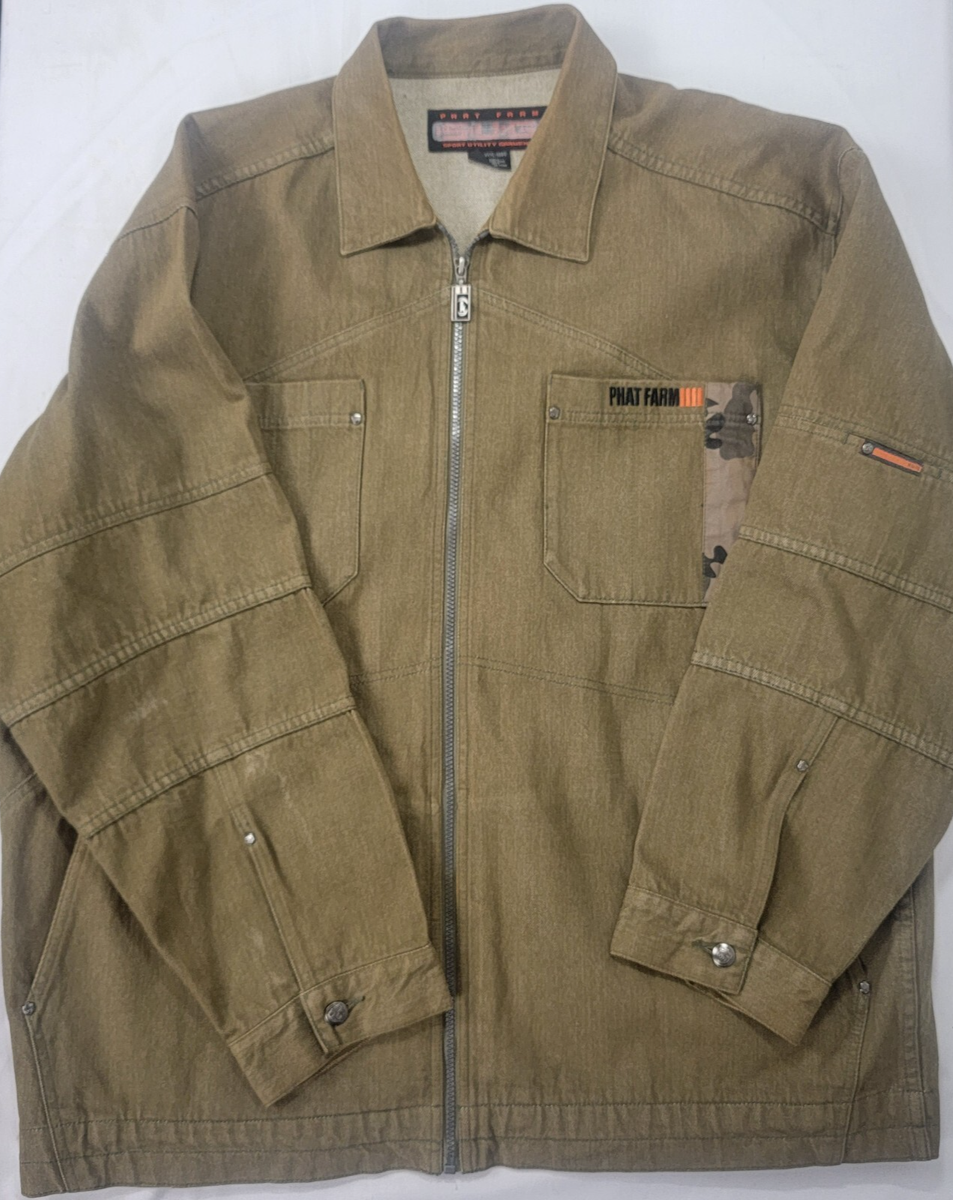 Phat Farm SUG Sport Utility Garments Men's Brown Denim Jacket Coat Size  XXXL 3XL