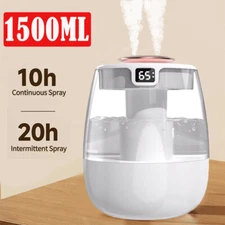 1.5L Cool Mist Humidifier for Bedroom With Two Nozzle, High and Low Mist Levels