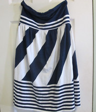 Envi Stretch Knit Navy & White Colorblock Stripe Print Tube Dress Size XS