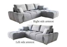 Extra Comfy & Thick Corner Sofa Bed With Side Storage (Grey) - Enzo