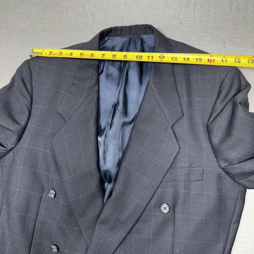 Tom James Blazer Mens 40 Blue Check Double Breast Six Buttons Classic VTG - Picture 10 of 17