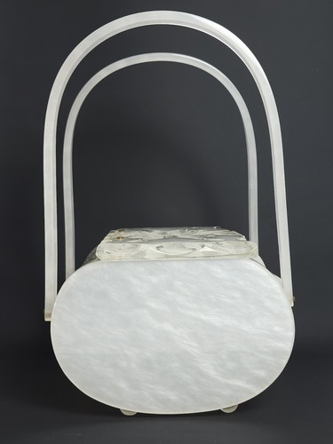 Borsetta scatola botte lucite stile intagliato vintage perla marmorizzata metà secolo LEGGI TUTTO - Foto 6 di 24