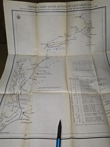 WWI Era Map of Mined Areas around British Islands Dated 1920 by Navy Department