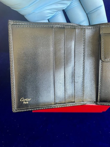 Cartier Wallet Holder Pouch New Old Stock Black Leather Case Wallet Cartier Box - Picture 13 of 15