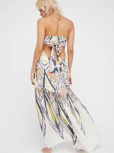 Small Printed Strapless Maxi Dress 