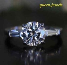 Lab-Created 3CT Round Cut Diamond 14K White Gold Over Engagement Wedding Ring