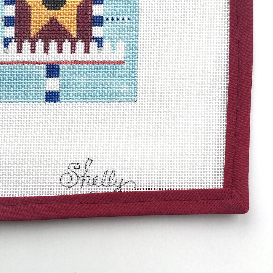 SHELLY TRIBBEY Handpainted Needlepoint Canvas Birdhouse Patriotic Flag 18 Mesh - Image 3 of 4