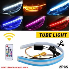 2 x 60CM Delgado Ámbar Secuencial Flexible LED DRL Tira de Señal de Giro para Faro