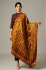 Phulkari Designs Kullu Shawl Mustard Yellow Wool Jamawar Abstract Shawl Pashmina