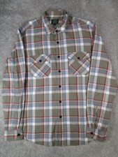 J.Crew Flannel Shirt Mens Large Brown Blue Red Cotton Button Up