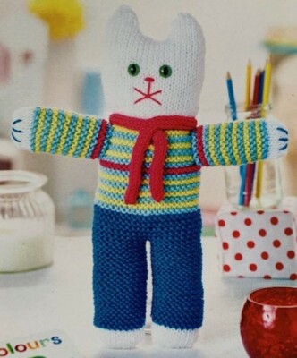 Strickanleitung Easy Knit Vintage Katze Stofftier