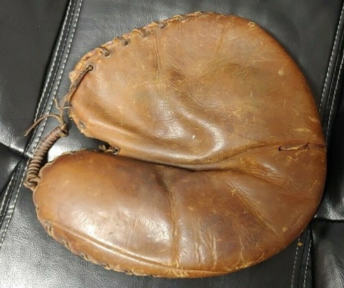 Vintage 1910s 1920s 1930s Baseball Catchers Catching Mitt Leather Old Glove - Picture 2 of 9