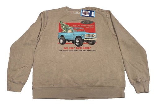 1966 Ford Bronco Large hellbrauner Herrenpullover Rundhalsausschnitt Sweatshirt neu mit Etikett - Bild 3 von 10