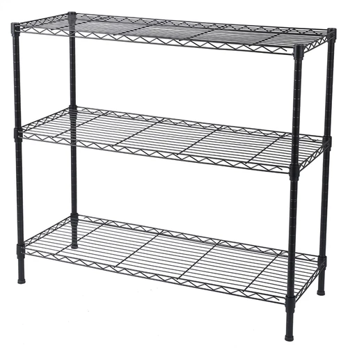 3-Tier Heavy Duty Adjustable Shelving Unit Black High Quality