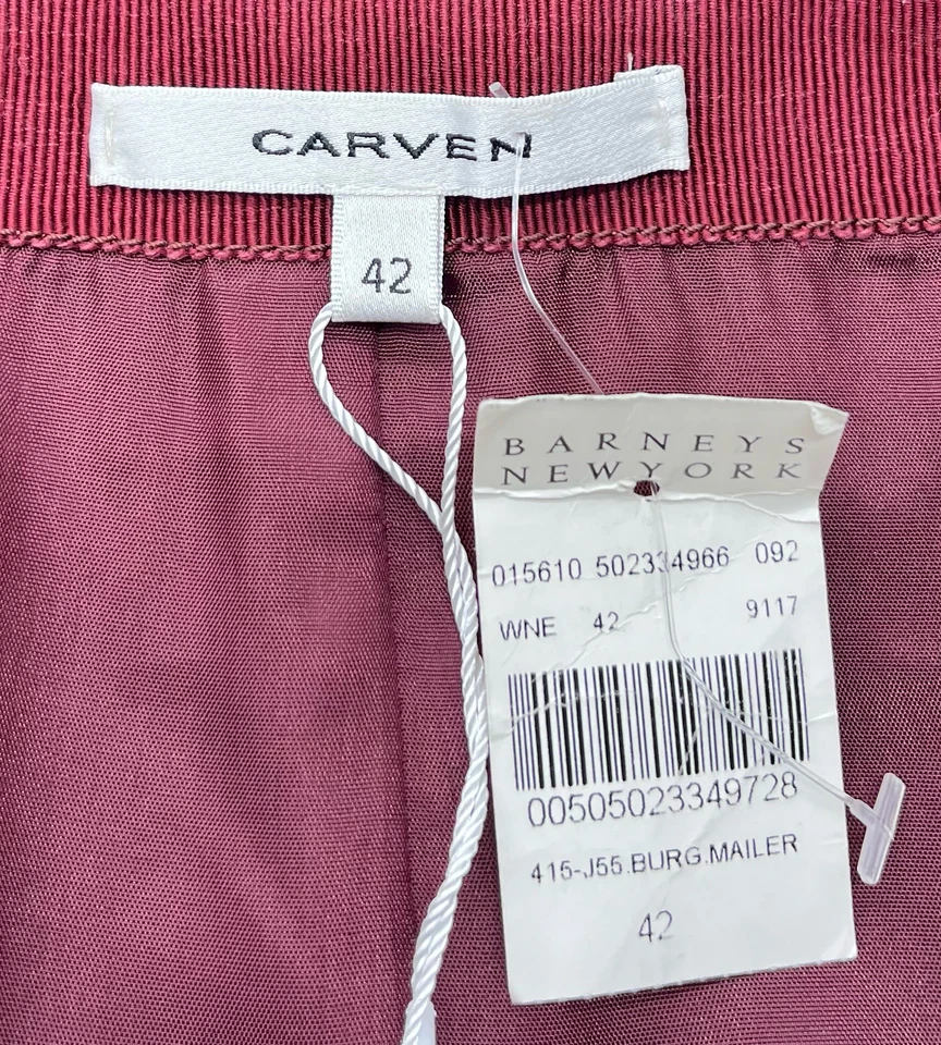 Falda recta geométrica con ojales de terciopelo borgoña talla 42 nueva con etiquetas Foto 4 de 4