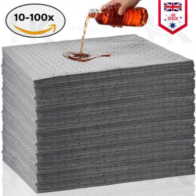 100x Oil/Fuel/Water/Chemical Spill Maintenance Absorbent Mat Spill Pads Protect