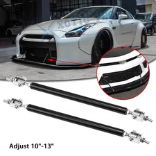 Adjust 10"-13" Bumper Black Strut Lip Splitter Support Bars For Nissan 370Z GTR