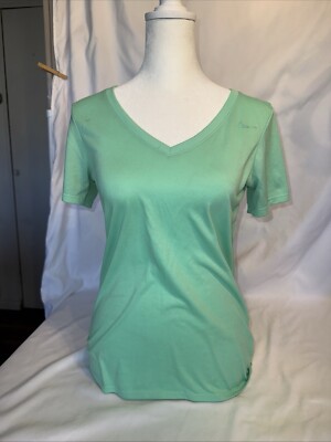 Nike Dri Fit Green Running Workout Shirt V Neck Women s  Small A Few Flaws