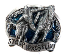 New Steer Wrestling Cowboy Rodeo Enamel Metal Belt Buckle in Package