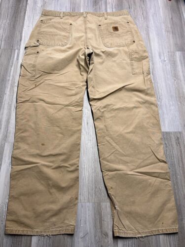 Vintage Carhartt Double Knee Dungaree Cargo Pants Distressed Workwear Size 38x34 - Picture 2 of 13
