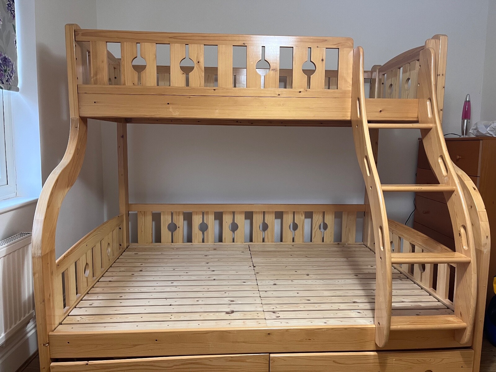 Solid pine wood Triple Bunk bed with drawers eBay