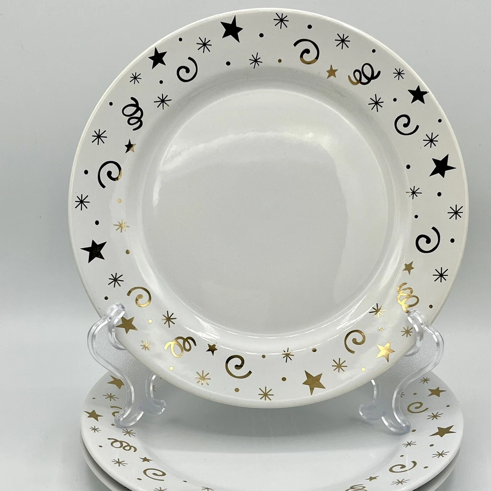 Juego de 4 Platos de Ensalada de Postre Estrellas Doradas 8" Pampered Chef FIESTA DE CELEBRACIÓN Foto 4 de 4