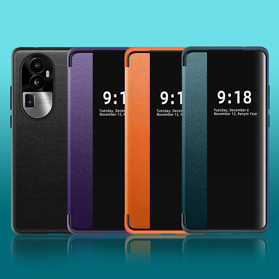 For Oppo Reno10 Pro+, Luxury Flip Leather Smart View Wallet Slim Case Cover