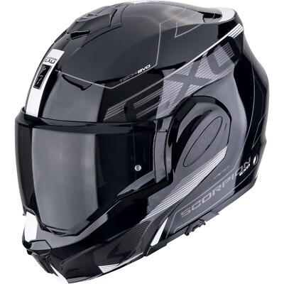 Motorcycle Helmet M - Scorpion EXO-Tech Evo Traveller Flip Up Helmet - Black White