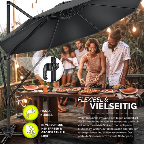 Parasol tillvex® 330 cm parasol parasol parasol de jardin parasol de marché balcon en aluminium NEUF - Photo 6/63