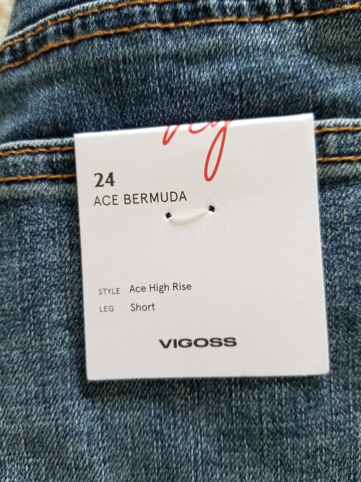 Vigoss High Rise Ace Distressed Bermuda Shorts  Blue Denim Women’s Size 24