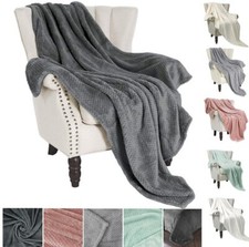 Large Soft Warm Fleece Waffle Honeycomb Popcorn Throw Blanket Sofa Bedspread 