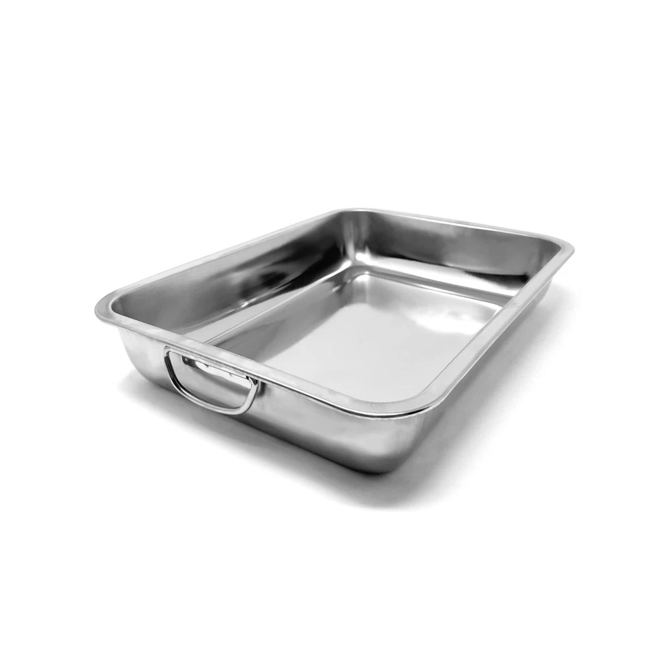 TEGLIA DA FORNO RETTANGOLARE IN ACCIAIO INOX SENZA NICKEL CM 20 25 30 35 40 - Imagen 2 de 4