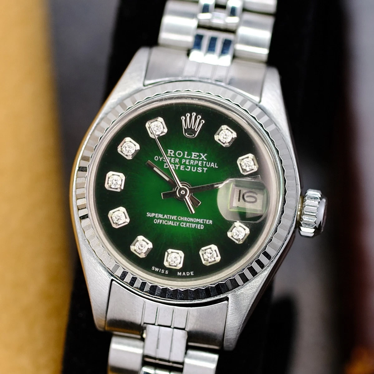 Ladies rolex green face sales