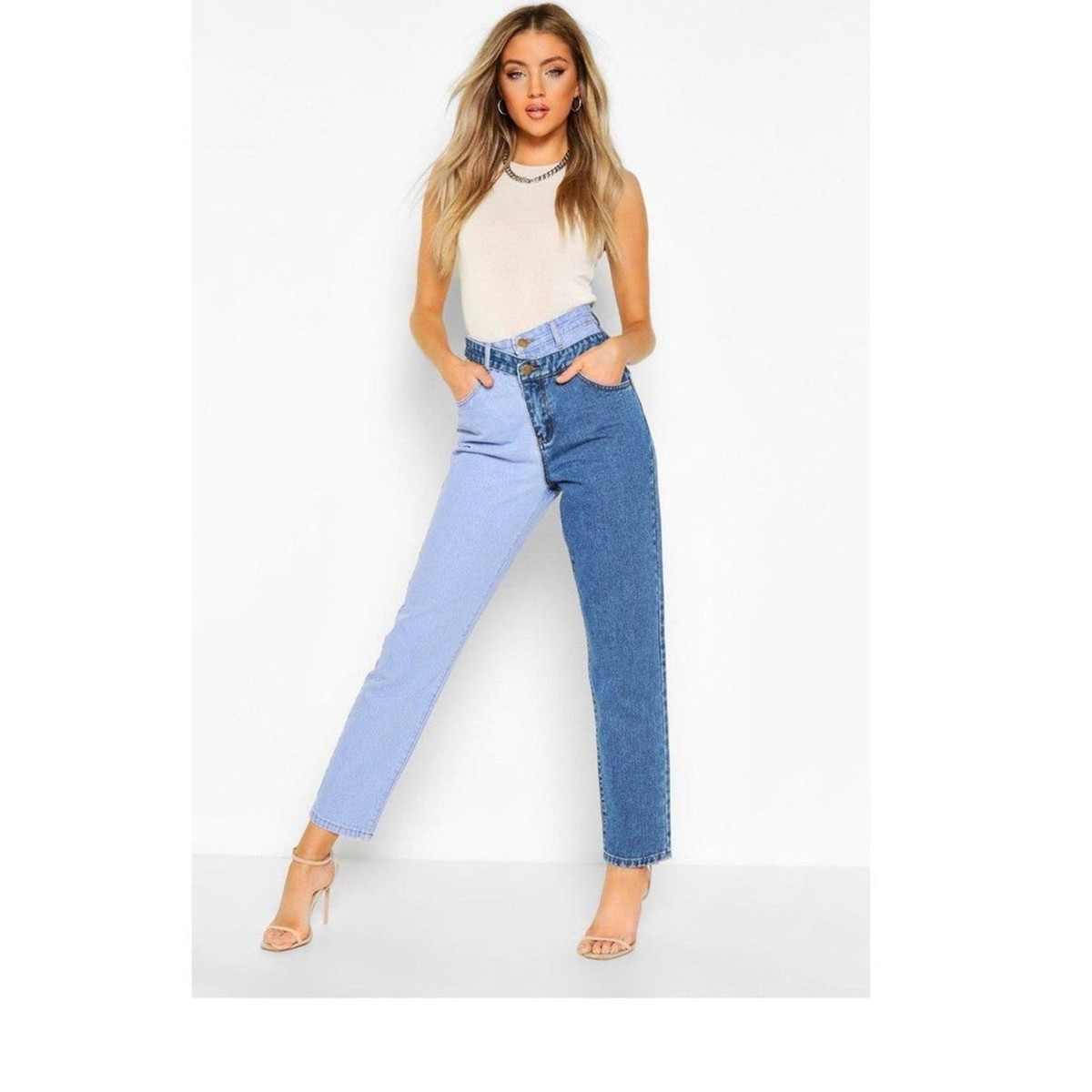 boohoo HIGH RISE CONTRAST MOM UK