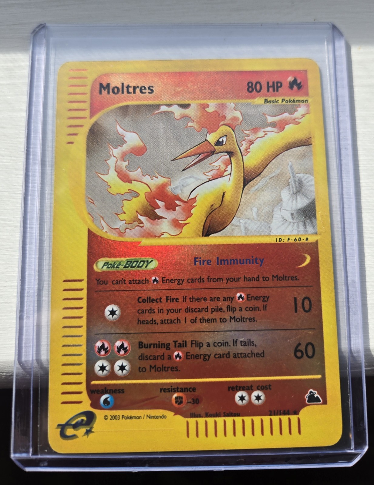 Pokemon Moltres Reverse Holo Card Skyridge 21/144 NM Condition