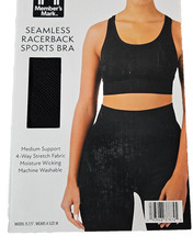Bra Black Racerback Sports Bra Wicking Machine Wash Women's L By Members Mark