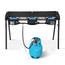Three Burner Portable Gas Stove Camping Propane Cooking Outdoor Propane Burner