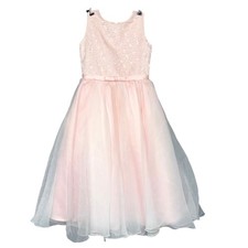 Joan Calabrese for Mon Cheri Girls Formal Dress Flower Girl Lace Tulle Pink Sz 8