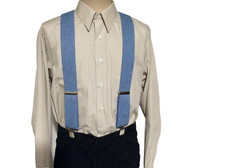 Men's Blue Denim, XXL, 2", Adj. Suspenders / Braces, Made in the USA